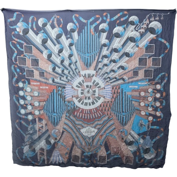 HERMES Accessories - HERMES Point Dorgue Fermata Carre 140 Shawl Stole Large Scarf Muffler Silk Me...